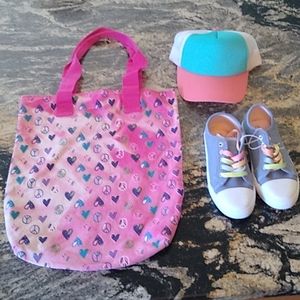 3 piece bundle. Bag, hat and shoes